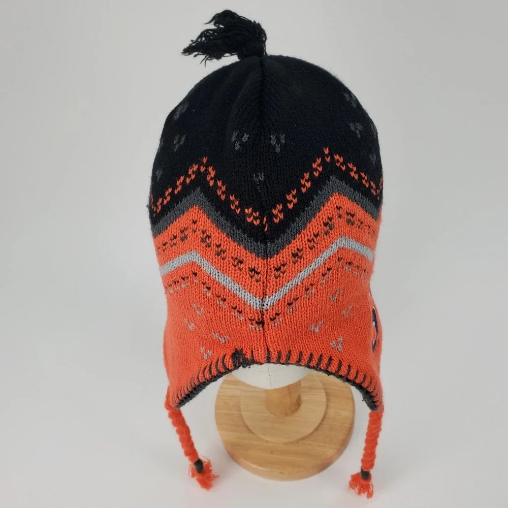 NCAA Syracuse Orange Knit Chullo Beanie Hat Fleece Lined Orange Navy Blue Tassel